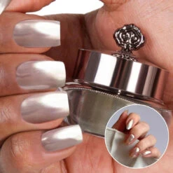 Glazed Silver - Metallic Nail Powder(Silver Metallic Glazed)