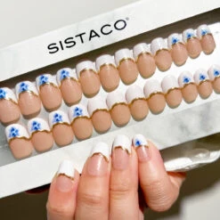 Porcelain Bloom - Oval Sustainable Nails(Porcelain Bloom Oval Sustainable Nails) -Sistaco Mineral Nails Store Porcelain Bloom Oval