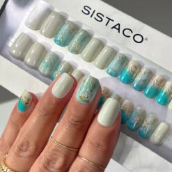 Sand And Sea - Squoval Sustainable Nails(Sand And Sea Squoval Sustainable Nails) -Sistaco Mineral Nails Store Sand Sea Square 2