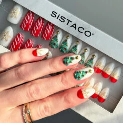 Xmas Cheer - Almond Sustainable Nails(Xmas Cheer Almond Sustainable Nails) 12 Xmas Cheer - Almond Sustainable Nails(Xmas Cheer Almond Sustainable Nails) -Sistaco Mineral Nails Store Xmas Cheer Almond 2