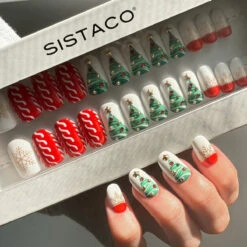 Xmas Cheer - Oval Sustainable Nails(Xmas Cheer Oval Sustainable Nails) -Sistaco Mineral Nails Store Xmas Cheer Oval 1